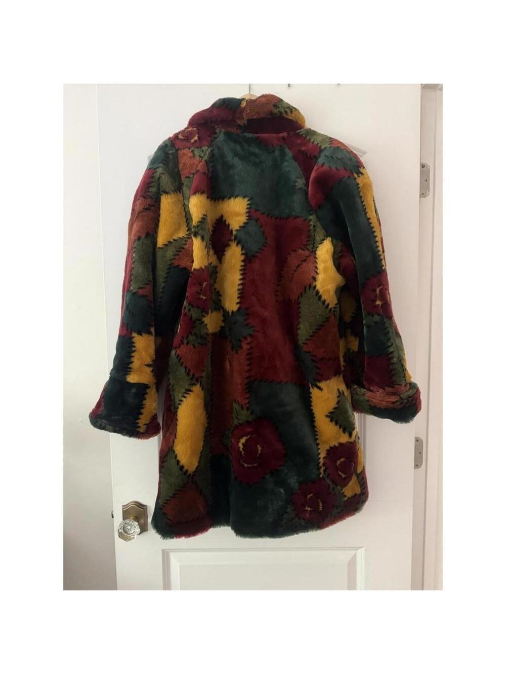 Vintage Donnybrook Patchwork Faux Fur Coat Size XL - Picture 4 of 4